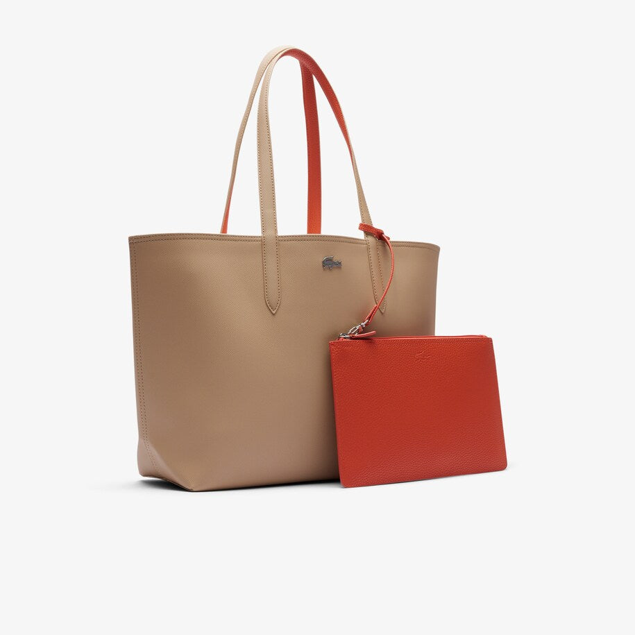 Lacoste Reversible Tote with Pouch Beige/Orange