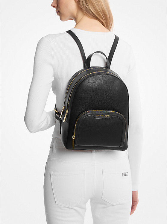 MK Jaycee Medium Pebbled Leather Backpack Black Bag