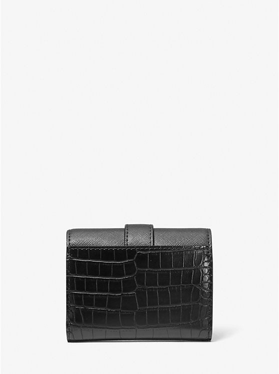 Michael Kors Carmen Trifold Wallet Black Crocodile