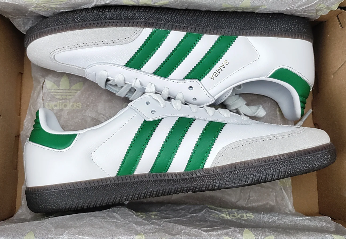 Adidas Samba (White/Green) Size 9 Shoes