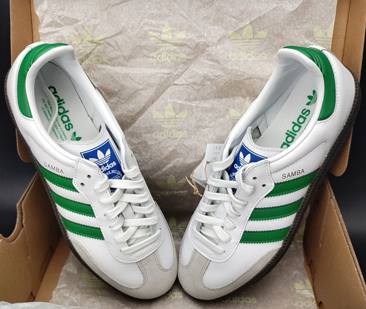 Adidas Samba (White/Green) Size 9 Shoes