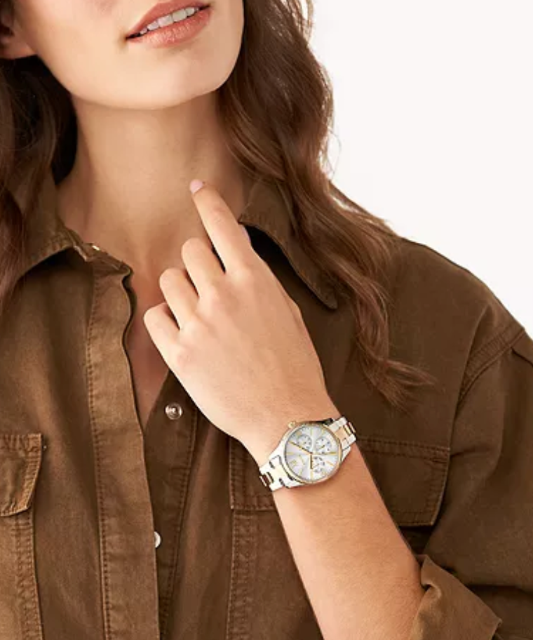 Fossil His and Hers Multifunction Two-Tone Stainless Steel Watch Set