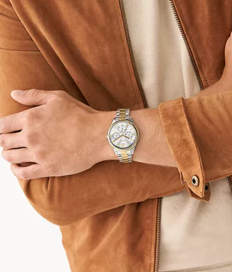 Fossil His and Hers Multifunction Two-Tone Stainless Steel Watch Set