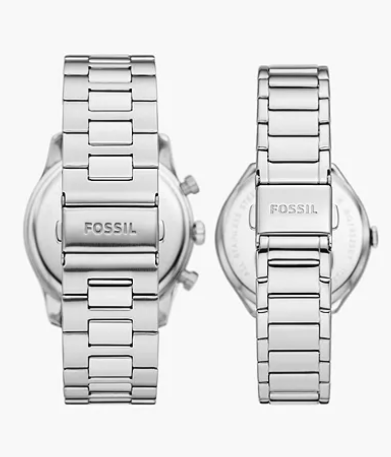 Fossil His and Hers Multifunction Two-Tone Stainless Steel Watch Set