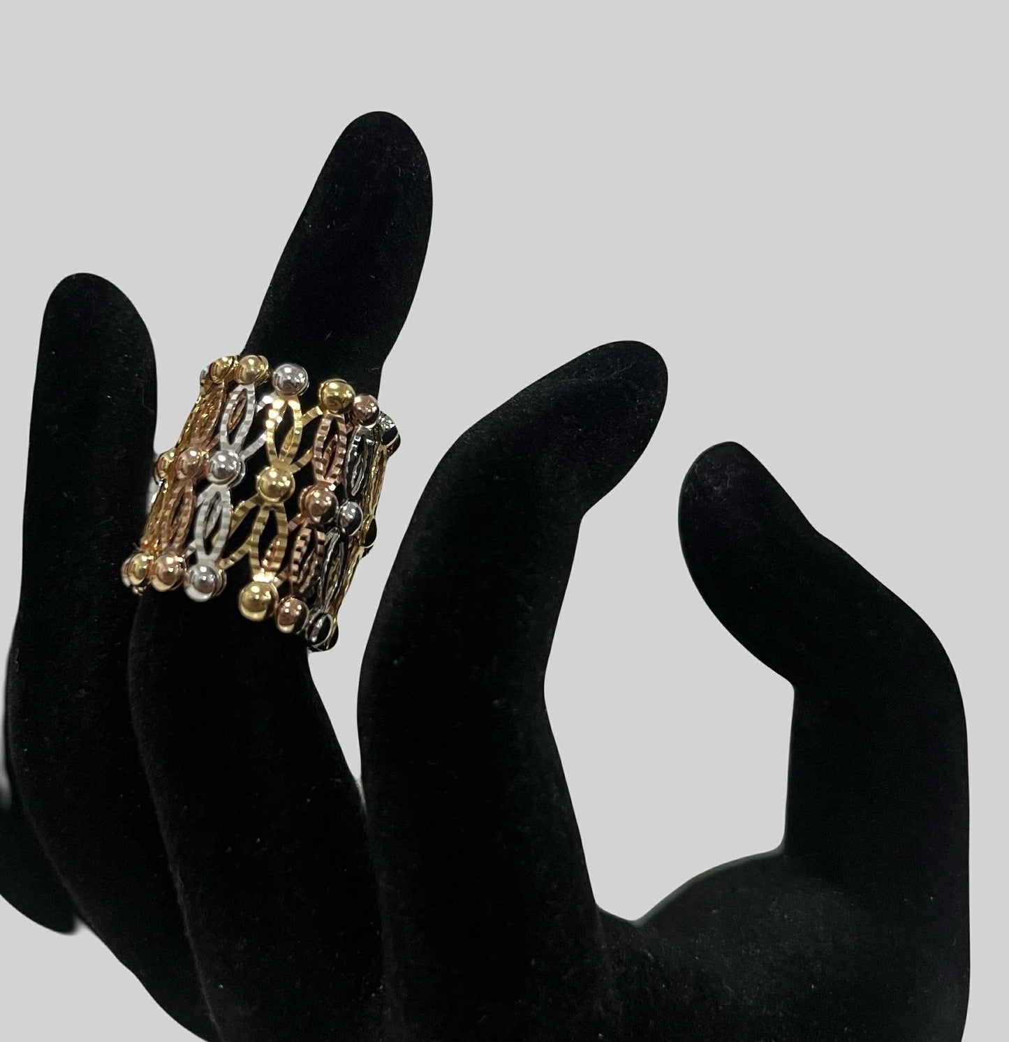 WG03777 RB 18k Saudi Gold Ring Bracelet S-L 12.25g