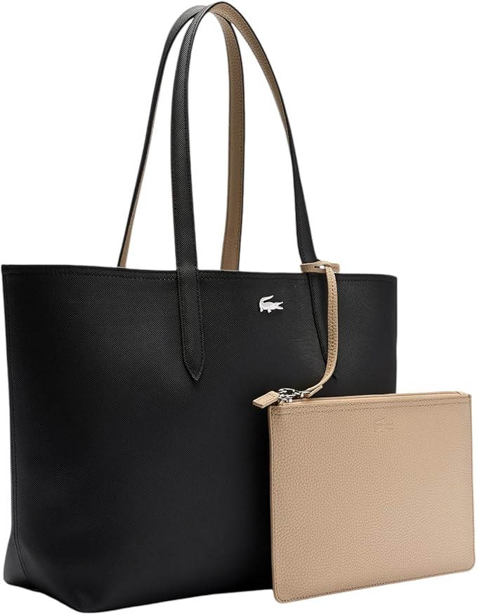 Lacoste Reversible Tote with Pouch Black/Beige