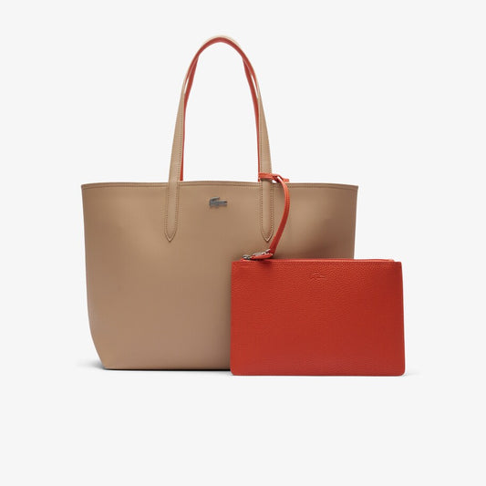 Lacoste Reversible Tote with Pouch Beige/Orange