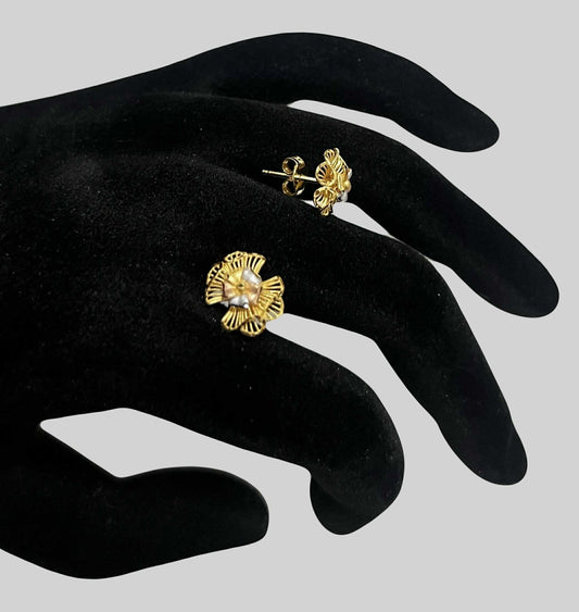 WG03586 E 18k Saudi Gold Earrings 1.86g