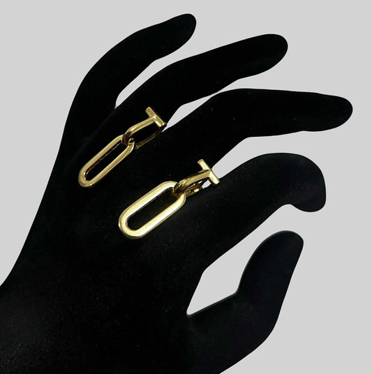 WG03599 E 18k Saudi Gold Earrings 3.41g