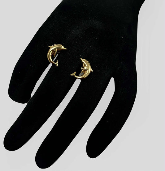 WG03752 E 18k Saudi Gold Earrings 1.07g