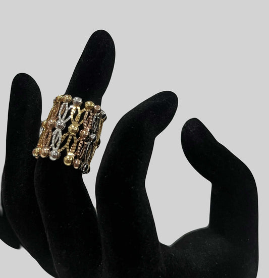 WG03777 RB 18k Saudi Gold Ring Bracelet  S-L 12.25g