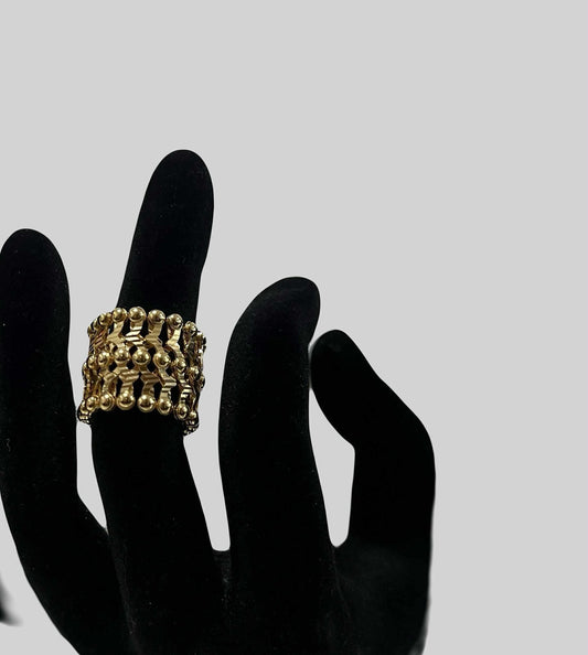 WG03778 RB 18k Saudi Gold Ring Bracelet  S-M 11.25g