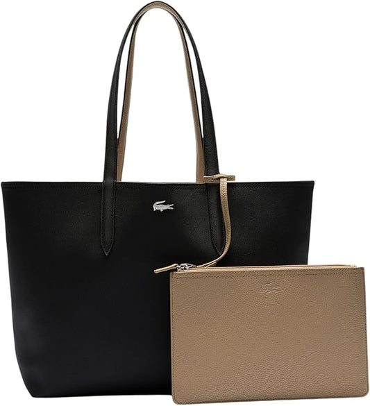 Lacoste Reversible Tote with Pouch Black/Beige